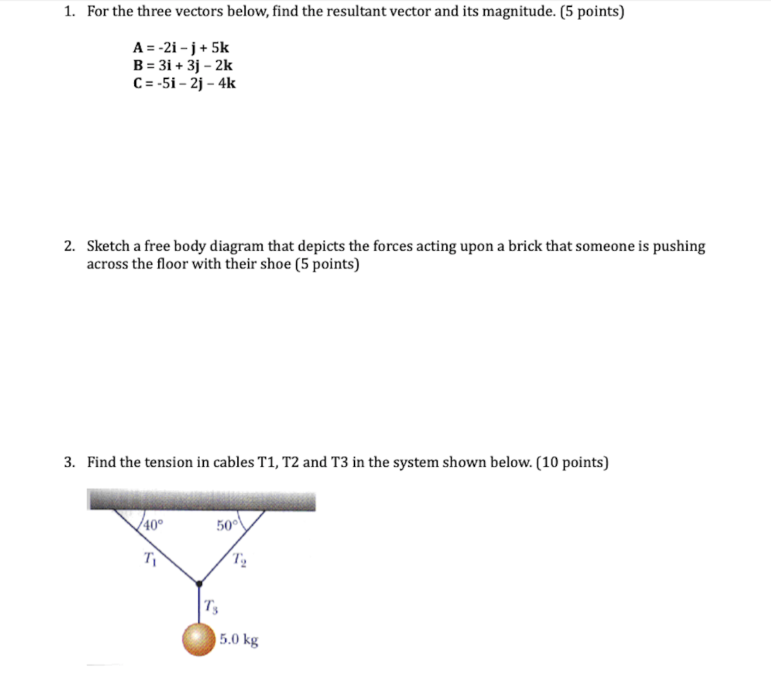 Solved 1. For The Three Vectors Below, Find The Resultant | Chegg.com