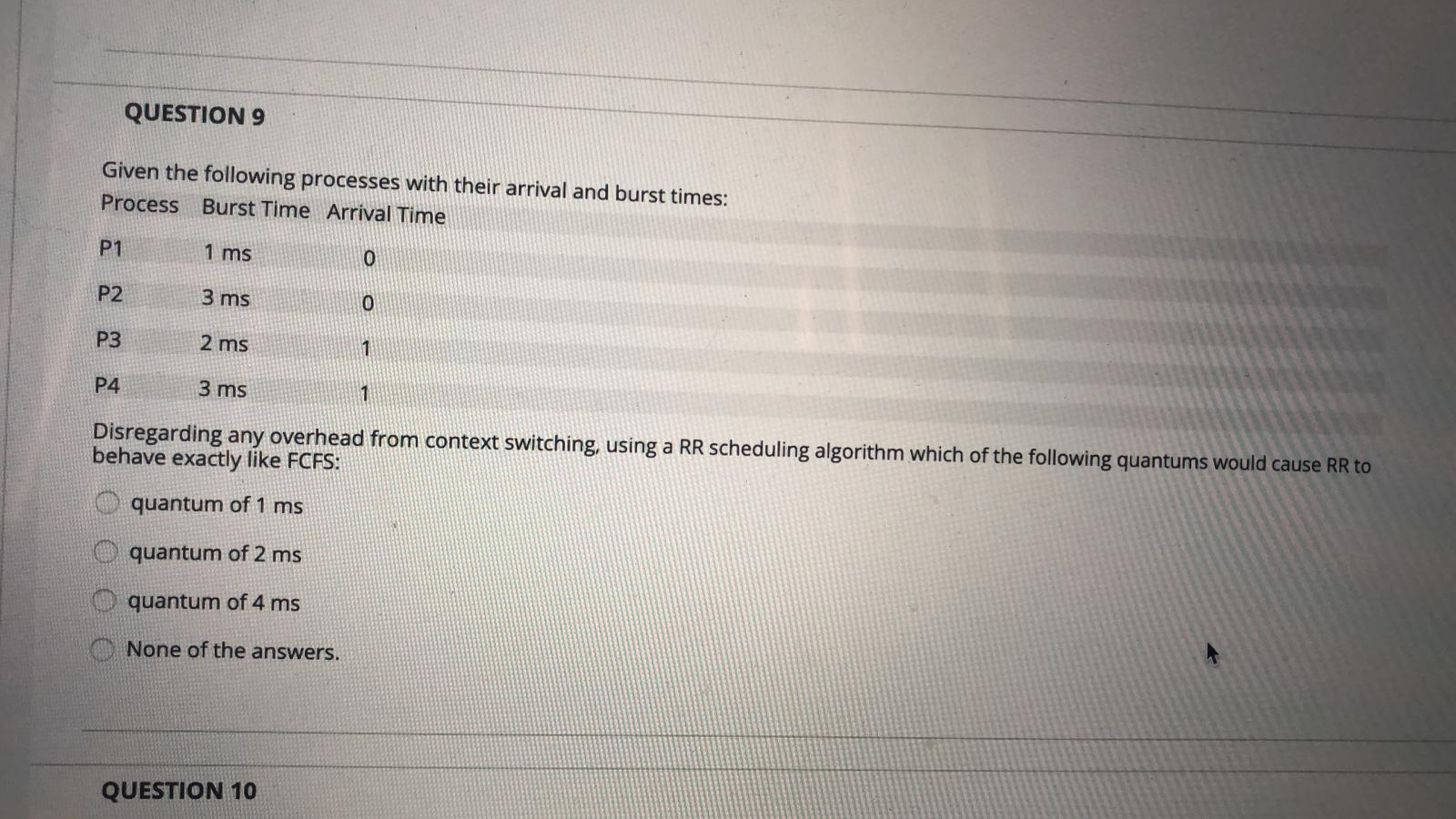 Solved QUESTIONS Given the following processes with their | Chegg.com