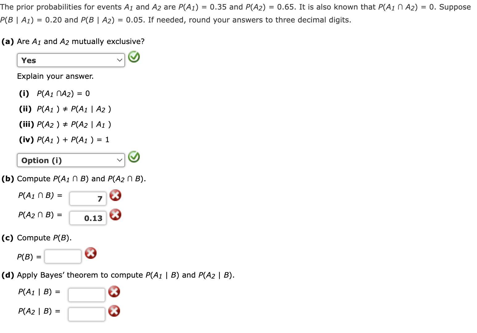 Solved The Prior Probabilities For Events A1 And A2 Are | Chegg.com