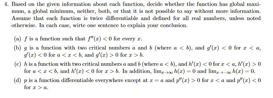 Solved 4. Based on the given information about each | Chegg.com