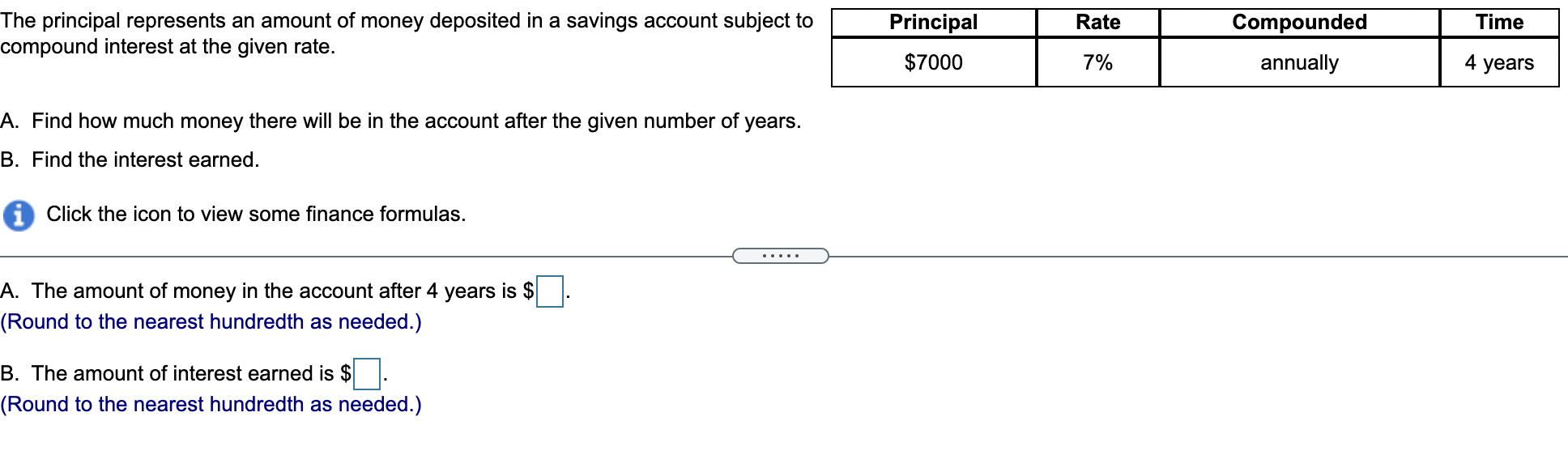 Solved Principal Rate The principal represents an amount of | Chegg.com