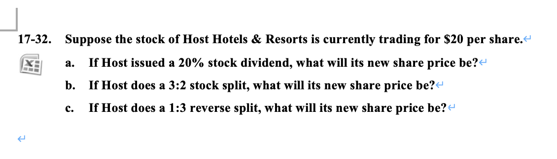 Solved 7-32. Suppose the stock of Host Hotels \& Resorts is | Chegg.com