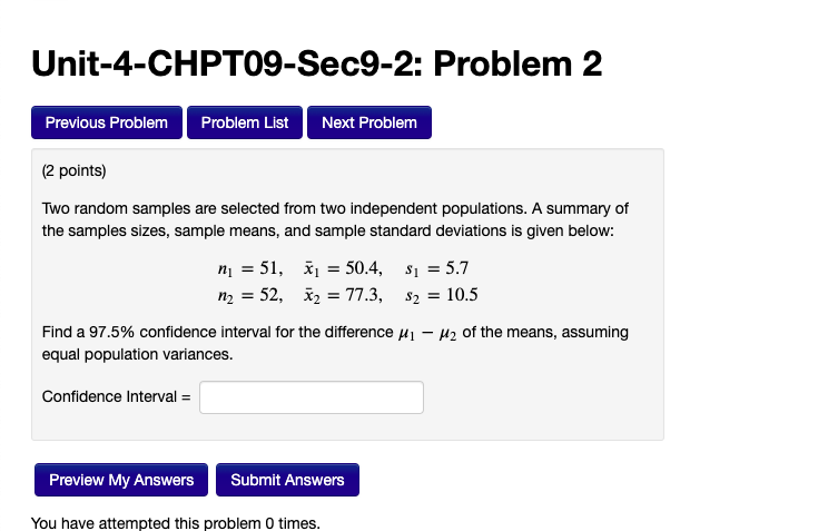 Solved Two Random Samples Are Selected From Two Independent | Chegg.com