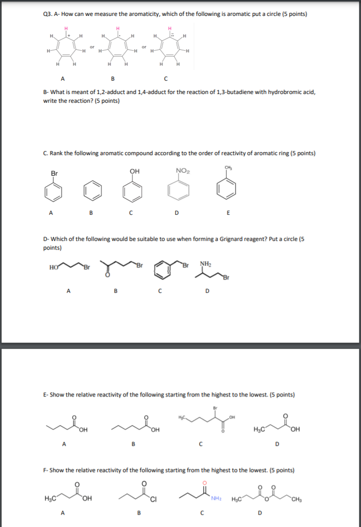 Solved Q3. A- How can we measure the aromaticity, which of | Chegg.com