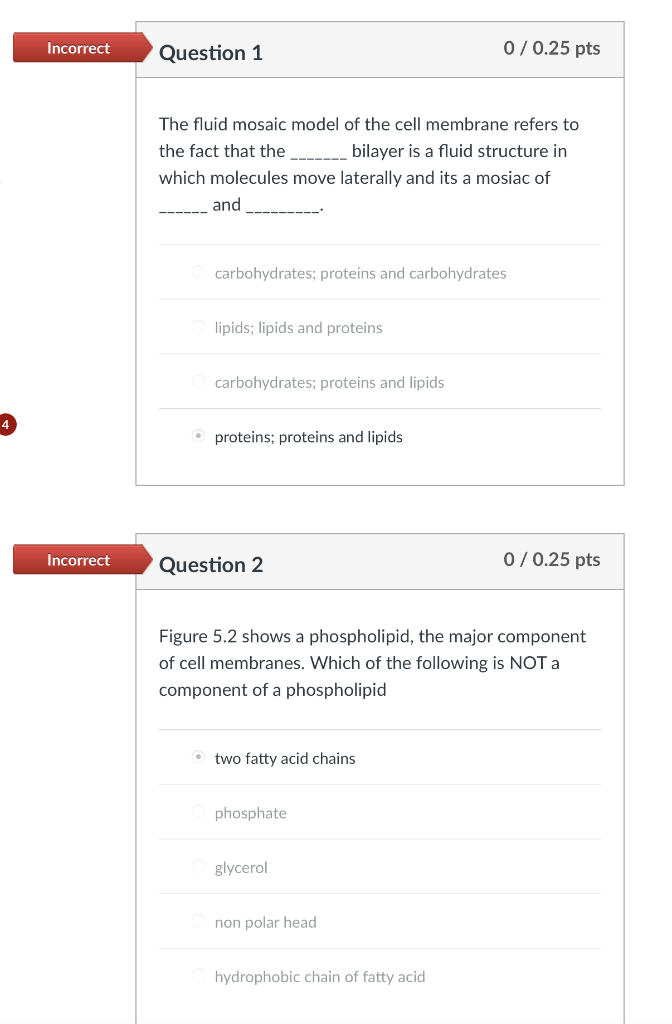 Solved The fluid mosaic model of the cell membrane refers to | Chegg.com
