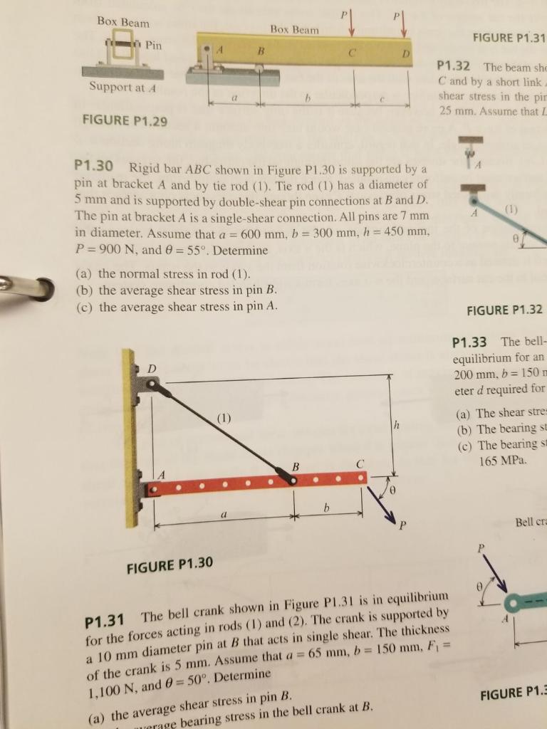 Solved Box Beam PL Box Beam FIGURE P1.31 Pin D Support at A | Chegg.com