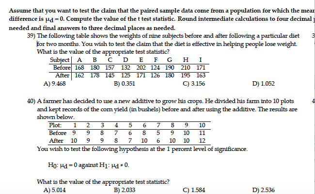 Solved Assume That You Want To Test The Claim That The 