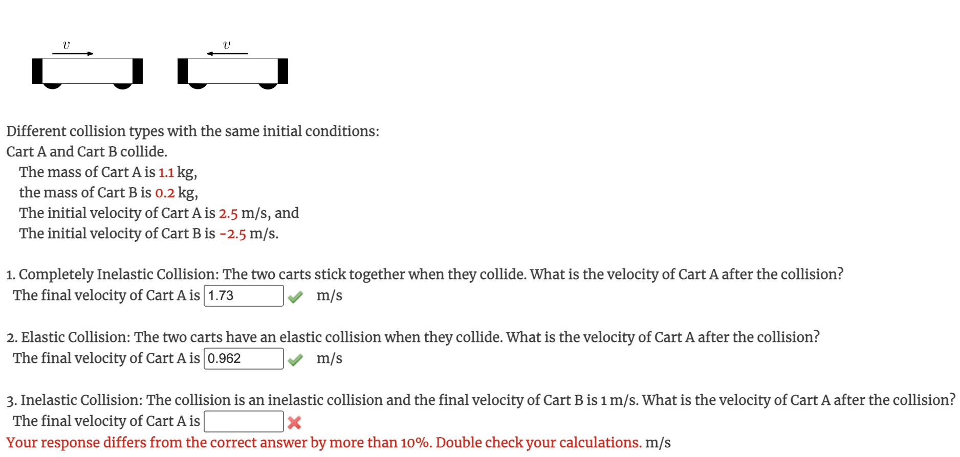 Solved Different collision types with the same initial | Chegg.com