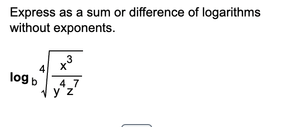 Solved Express as a sum or difference of logarithms without | Chegg.com