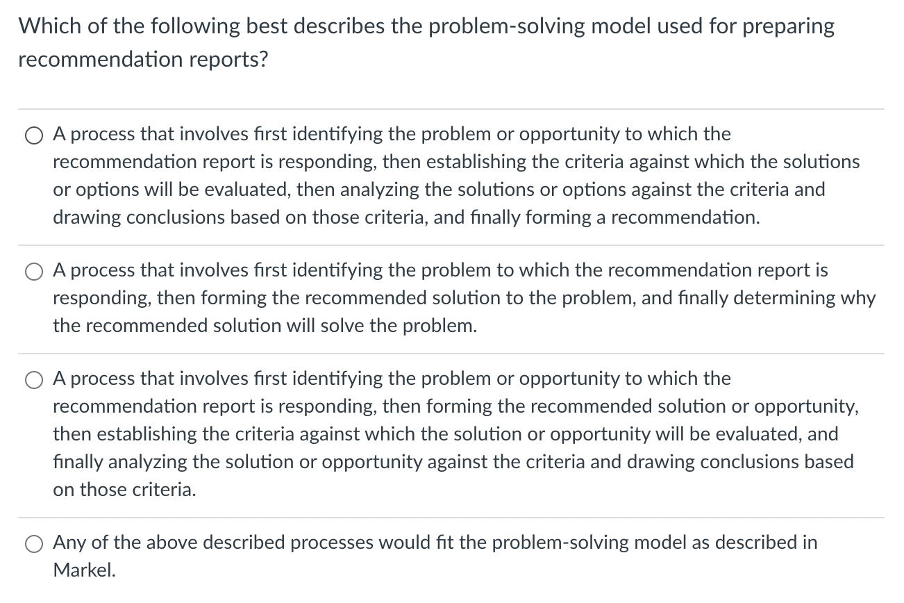 characteristics of the problem solving model include all of the following except