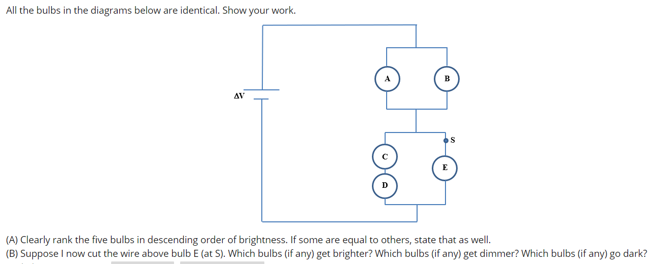 Solved All the bulbs in the diagrams below are identical. | Chegg.com