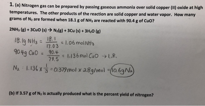 Solved A Nitrogen Gas Can Be Prepared By Passing Gaseous