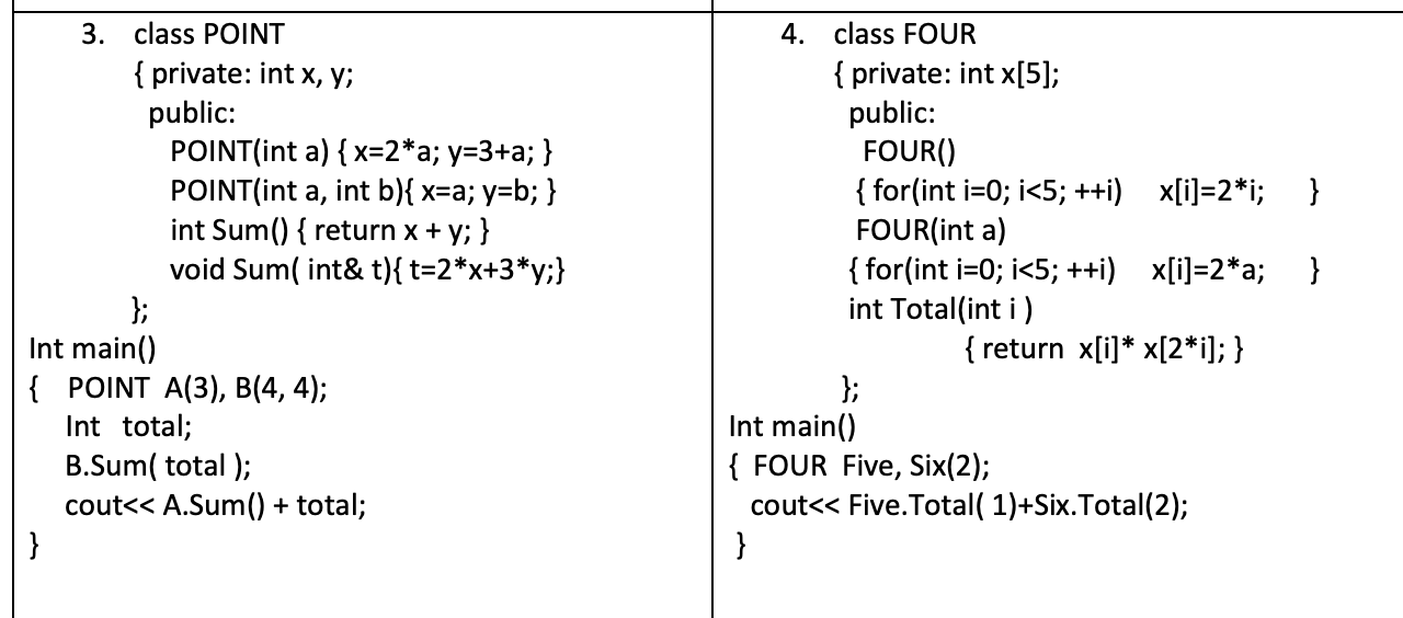 Solved 3. class POINT { private: int x, y; public: POINT(int | Chegg.com