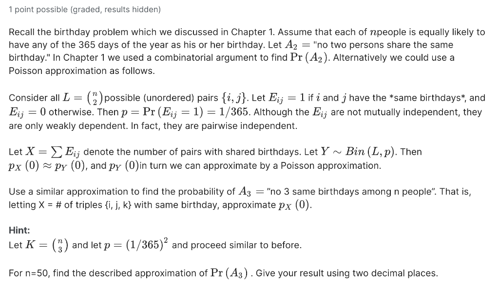 Solved 1 Point Possible (graded, Results Hidden) Recall The | Chegg.com