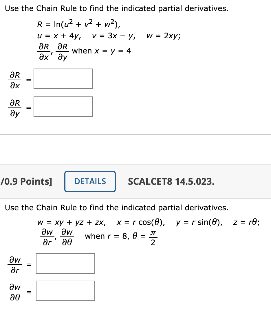 Solved Use the Chain Rule to find the indicated partial | Chegg.com