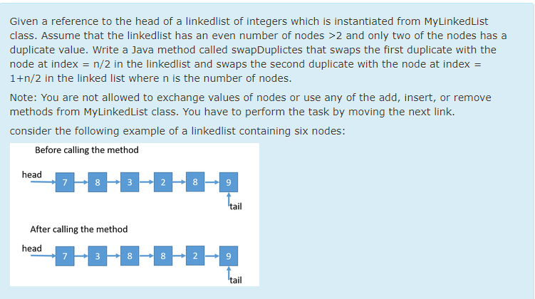 Solved Given a reference to the head of a linkedlist of | Chegg.com