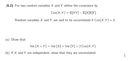 Solved (6.2) For two random variables X and Y define the | Chegg.com