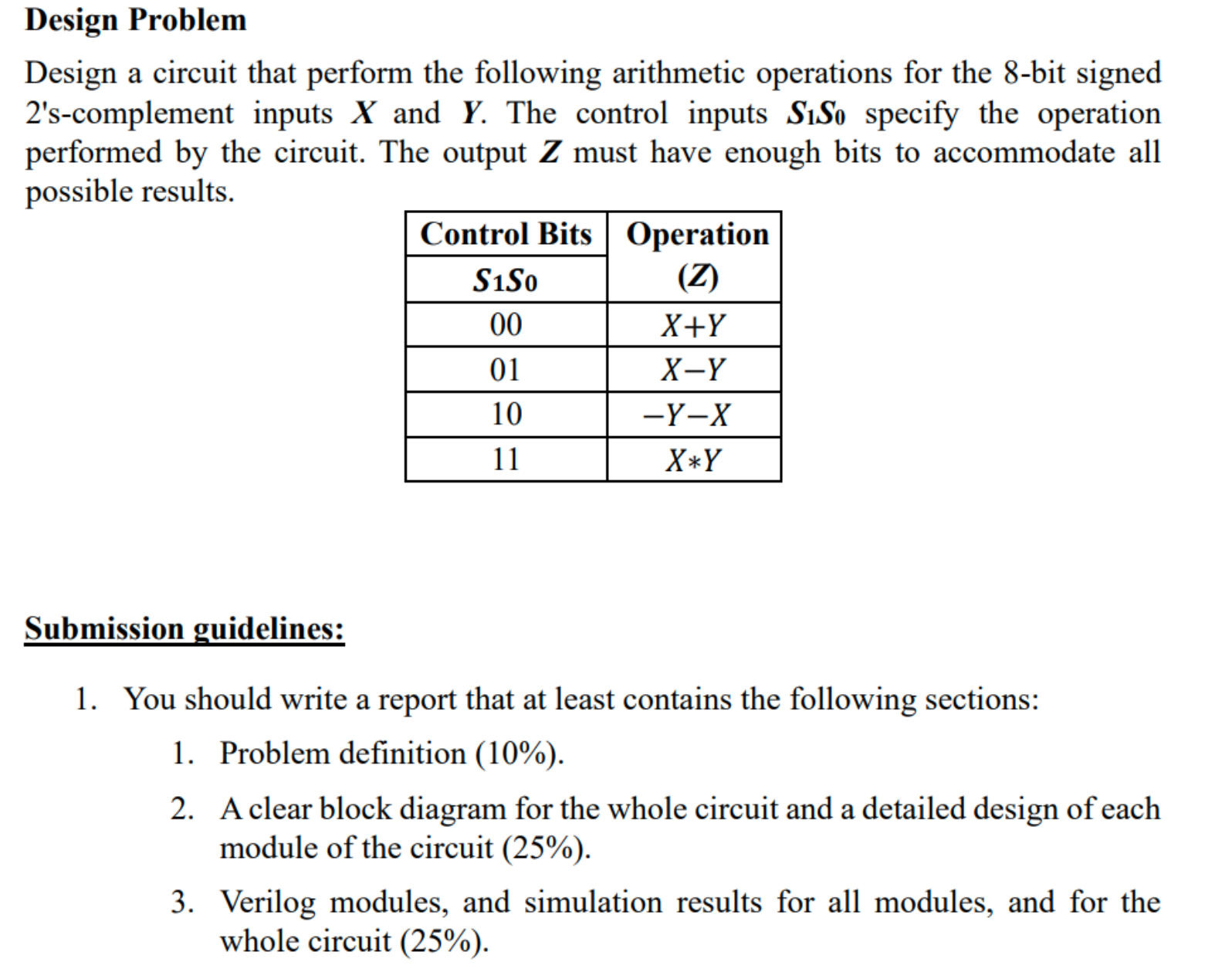 Solved Design ProblemDesign a circuit that perform the | Chegg.com