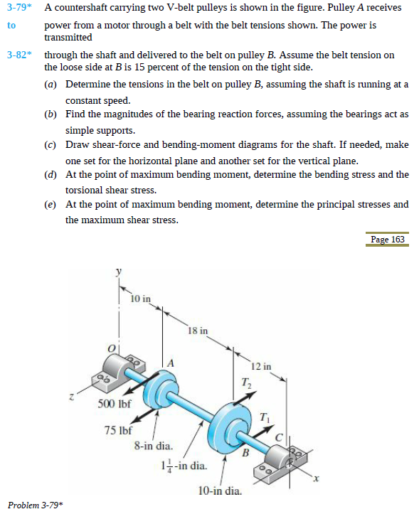 Solved To 3 79 A Countershaft Carrying Two V Belt Pulleys