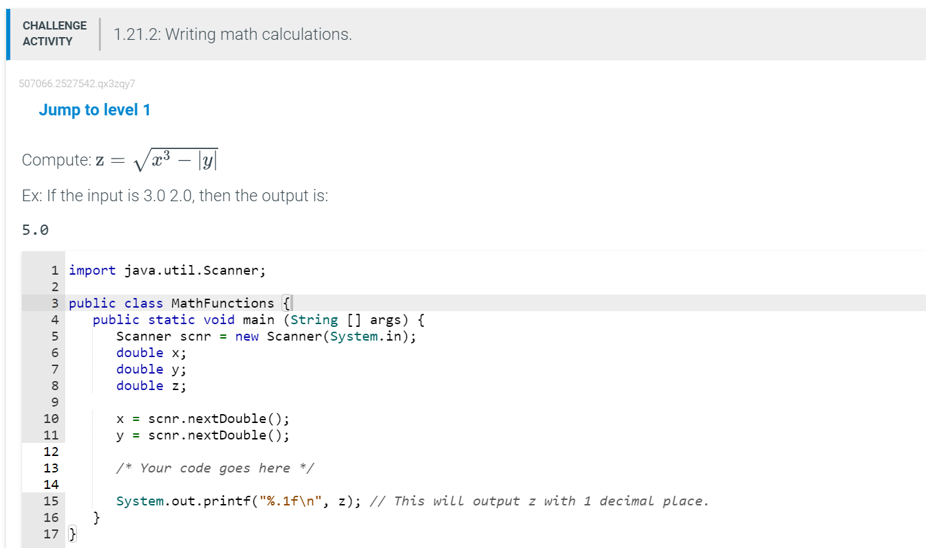 Solved Compute: \\( \\mathbf{z}=\\sqrt{x^{3}-|y|} \\) Ex: If | Chegg.com