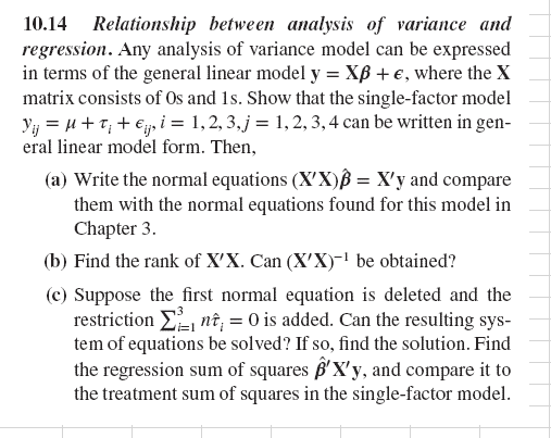 10.14 Relationship between analysis of variance and | Chegg.com