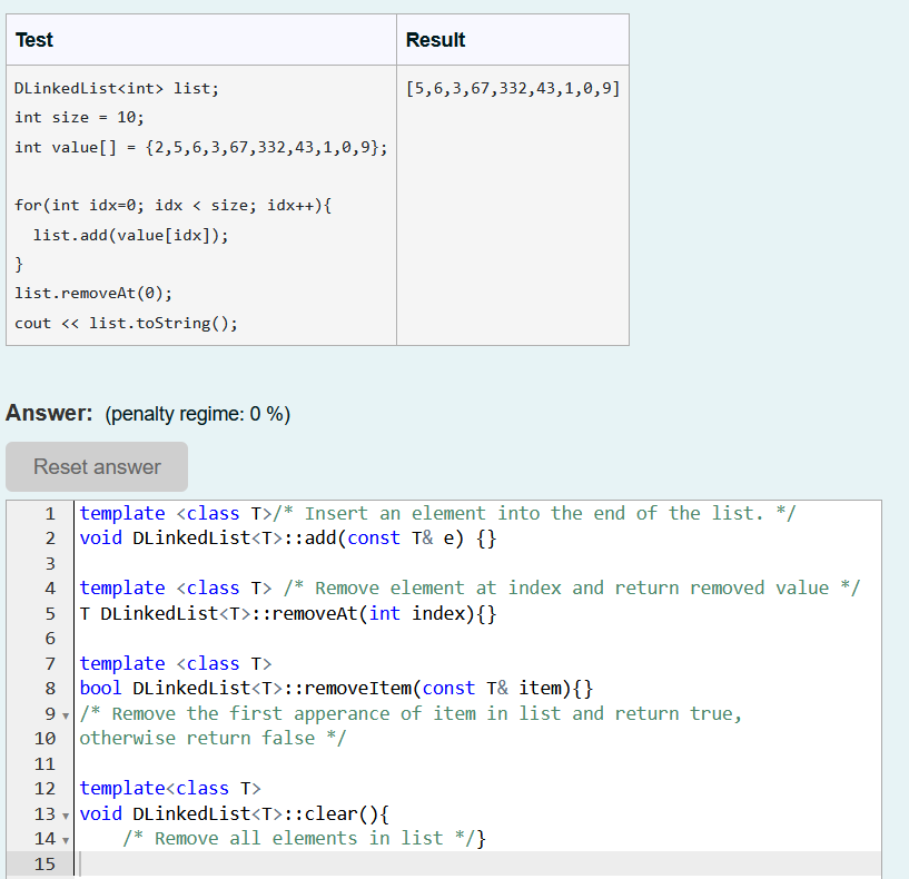Solved template class DLinkedList { public: | Chegg.com