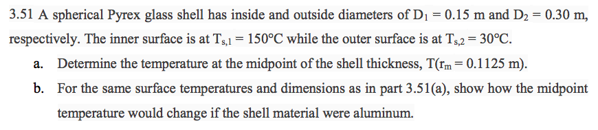 Solved 3.51 A spherical Pyrex glass shell has inside and | Chegg.com