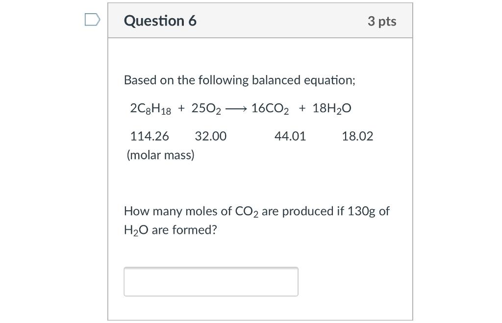 Solved Question 5 3 pts Based on the following balanced | Chegg.com