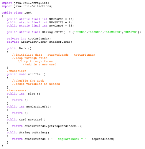 Solved public abstract class Card public static final String | Chegg.com