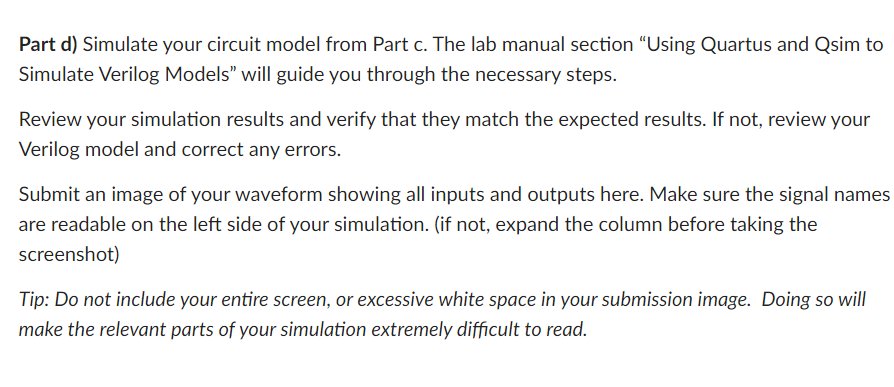Part d) Simulate your circuit model from Part c. The | Chegg.com