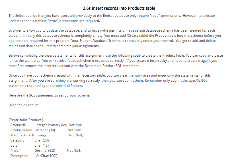 Solved 2.6s Insert records into Products table The Select | Chegg.com