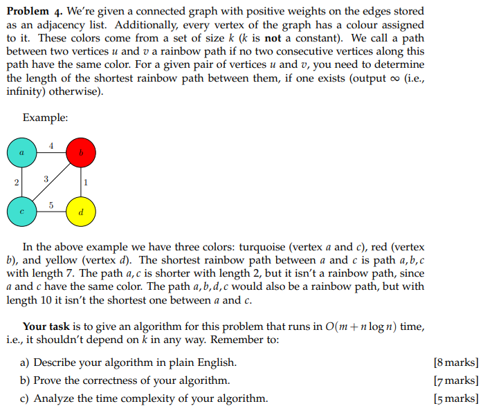 Solved Problem 4. We're given a connected graph with | Chegg.com