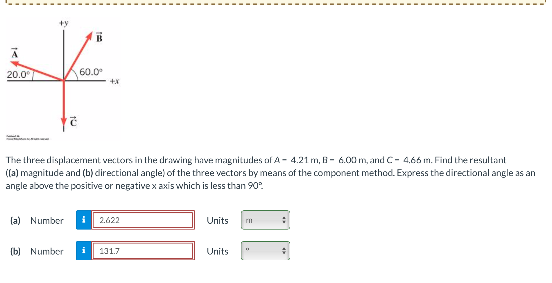 Solved The three displacement vectors in the drawing have