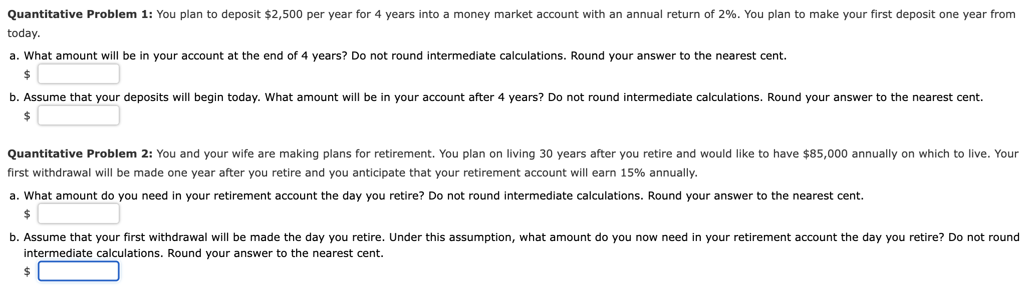 Solved Quantitative Problem 1: You plan to deposit $2,500 | Chegg.com