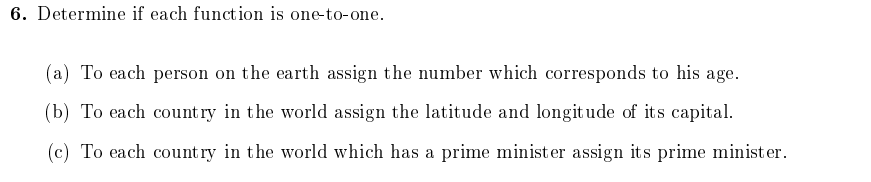 Solved 6. Determine if each function is one-to-one. (a) To | Chegg.com