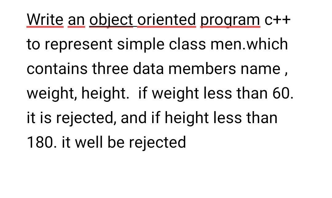 Solved Write an object oriented program c++ to represent | Chegg.com