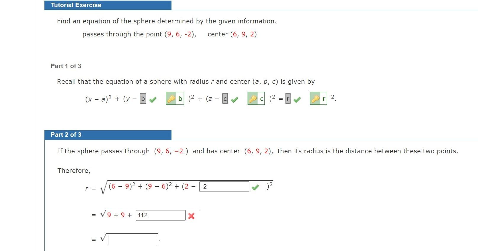 Solved Tutorial Exercise Find an equation of the sphere | Chegg.com