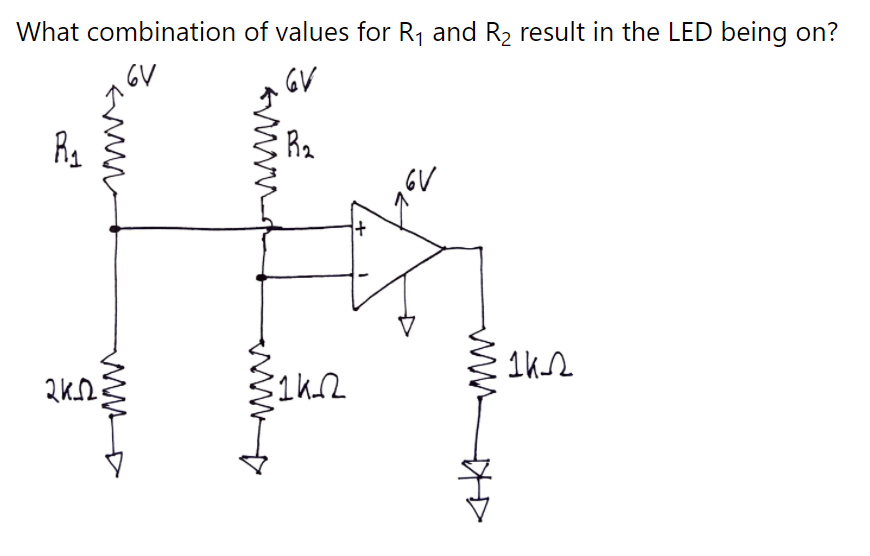 Solved What combination of values for R1 and R2 result in | Chegg.com