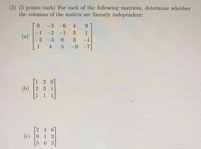 Solved (3) (5 points each) For each of the following | Chegg.com