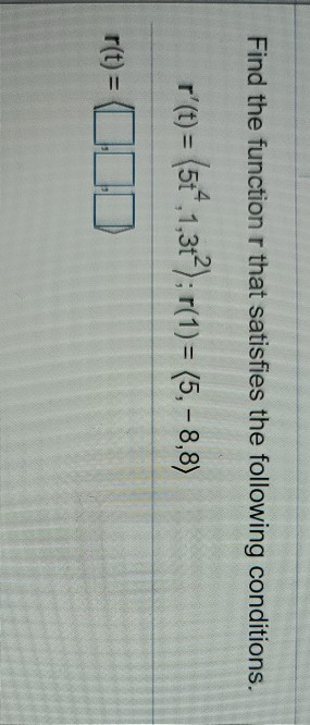 Solved Find the function r that satisfies the following | Chegg.com