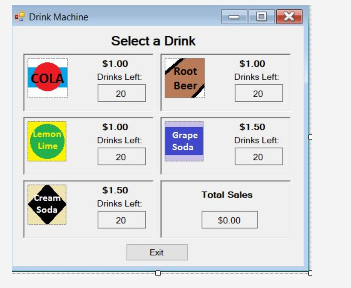 Solved Drink Vending Machine Simulator (Code in C#) Create | Chegg.com