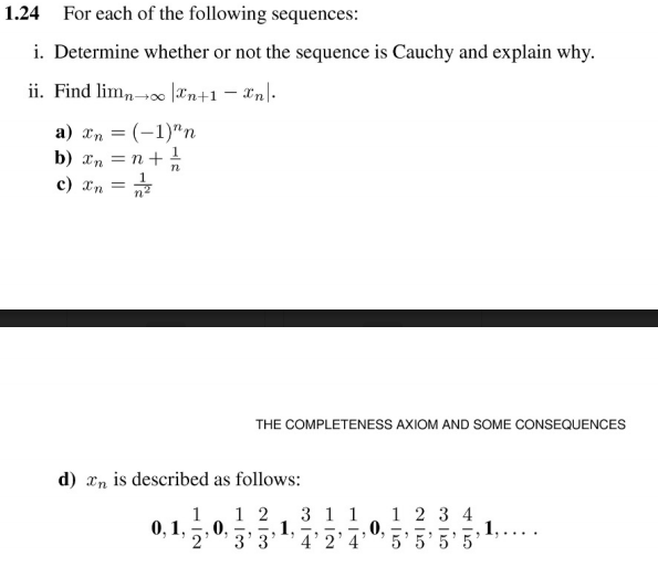 Solved 1.24 For each of the following sequences: i. | Chegg.com
