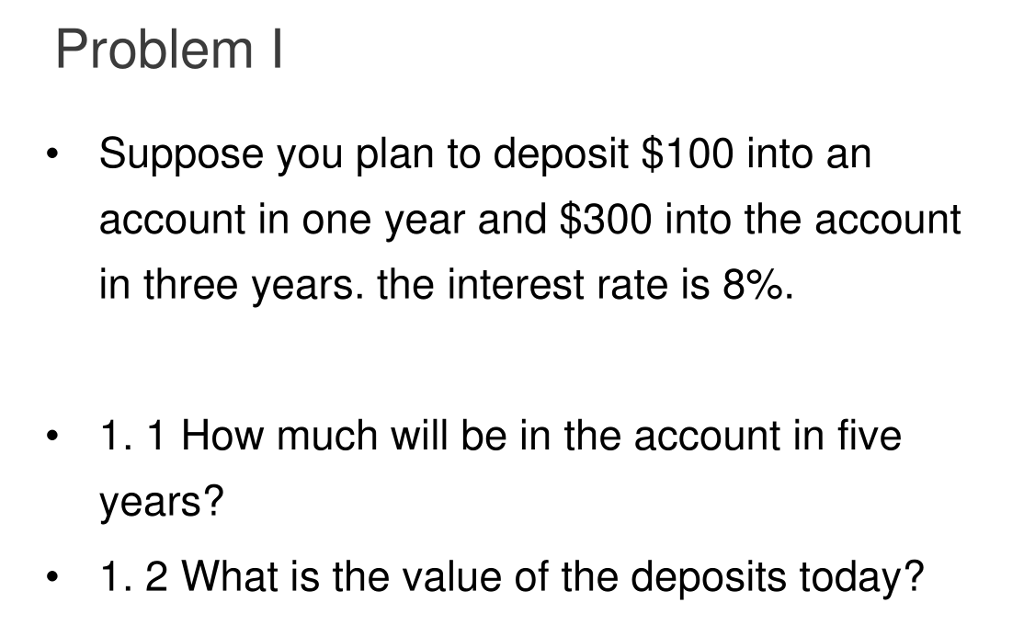 Deposit Math Problems Solved Problem I Suppose you plan to deposit $100 into an | Chegg.com