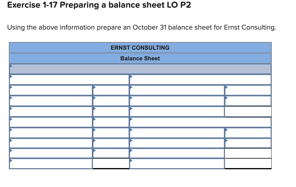 Solved Exercise 1 17 Preparing A Balance Sheet LO P2 Using Chegg