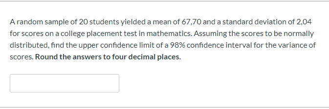Solved A random sample of 20 students yielded a mean of | Chegg.com