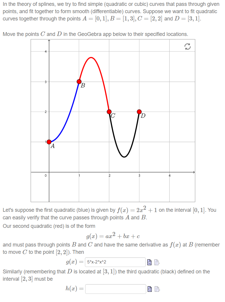 Solved In the theory of splines, we try to find simple | Chegg.com