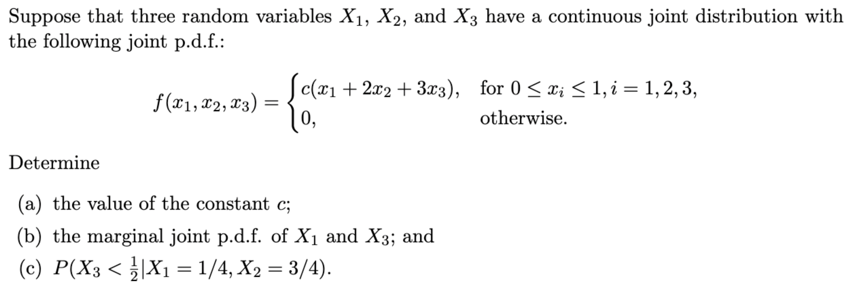 Solved Suppose That Three Random Variables X₁, X2, And X3 | Chegg.com