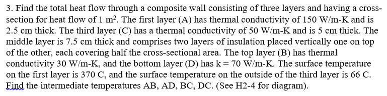 Solved 3. Find the total heat flow through a composite wall | Chegg.com