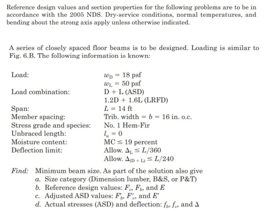 Solved Reference design values and section properties for | Chegg.com