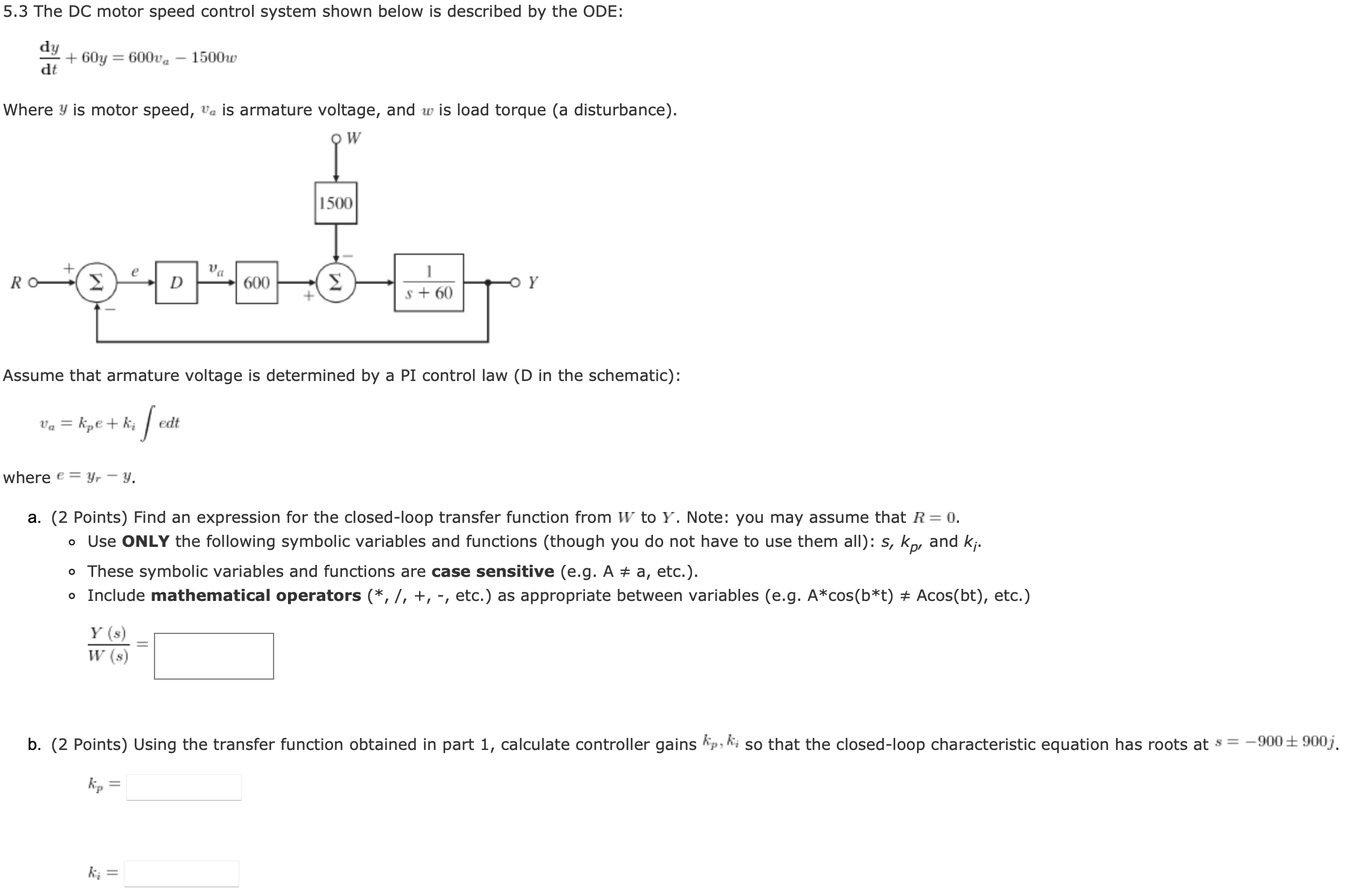 Solved The DC motor speed control system shown below is
